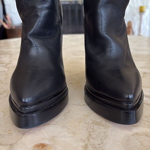 Jeffrey Campbell Who's Next Block Heel Cut Out Sides Leather Ankle Boots - Picture 7 of 14